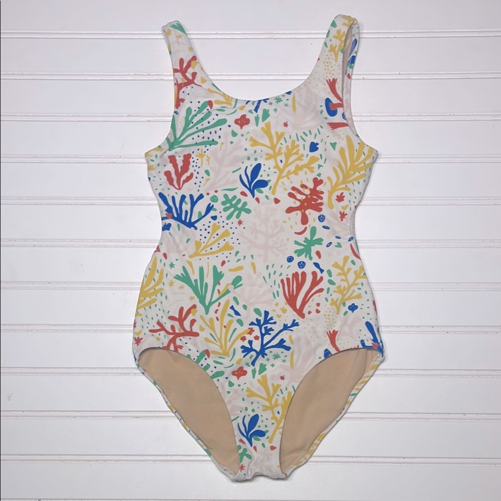 CREWCUTS Multicolor Coral Open Back One Piece Swimsuit
